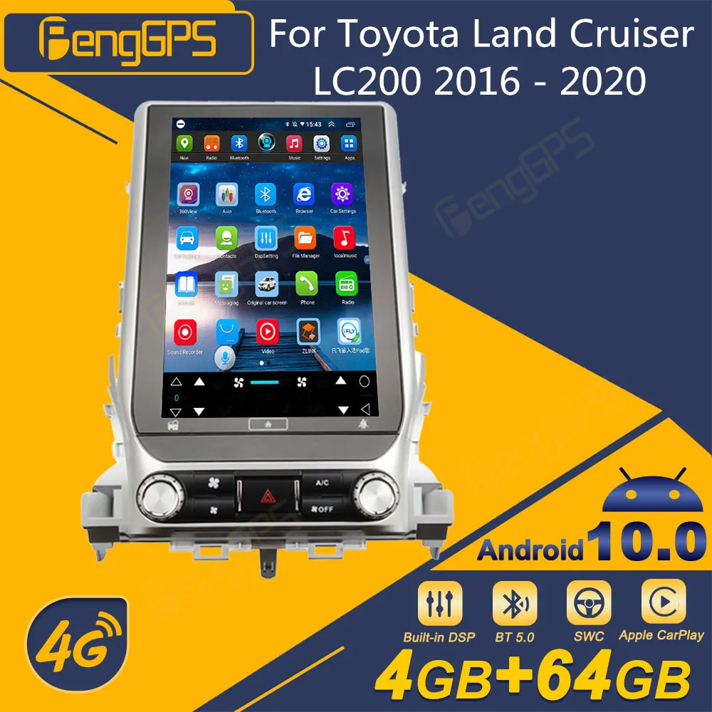 

For Toyota Land Cruiser LC200 2016 - 2020 Android Car Radio Tesla Screen 2Din Stereo Receiver Autoradio Multimedia Player GPS