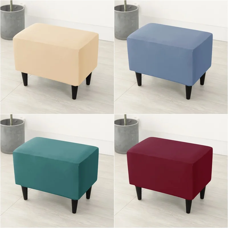 Solid Color Footstool Cover Stretch Cheaper Spandex Footrest