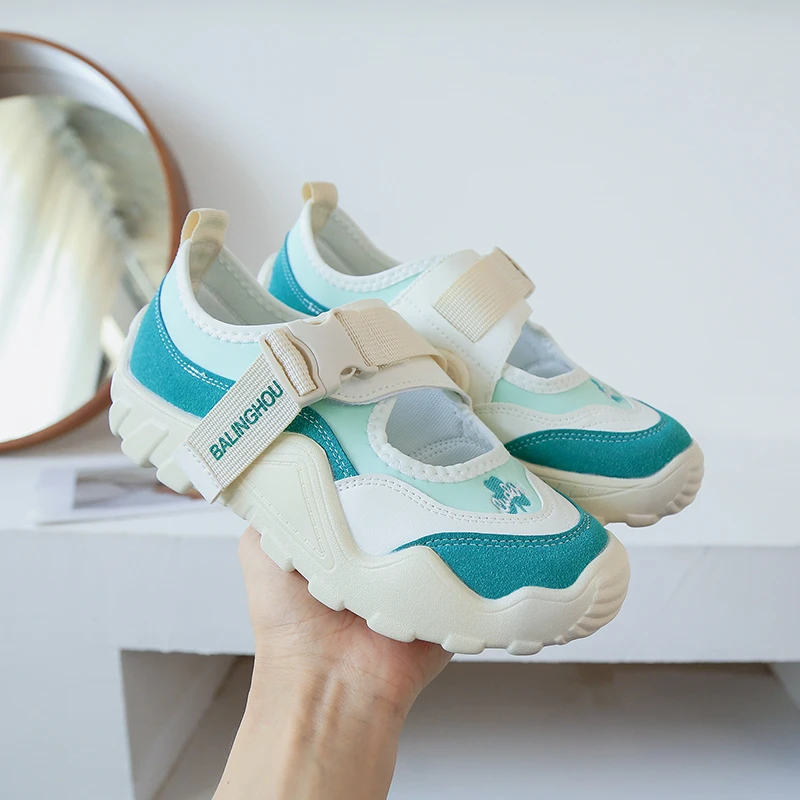 

Ladies Sandals 2022 Summer New Comfortable Flat Big Toe Shoes All-match Sports Students Casual Breathable Elastic Band Shoes