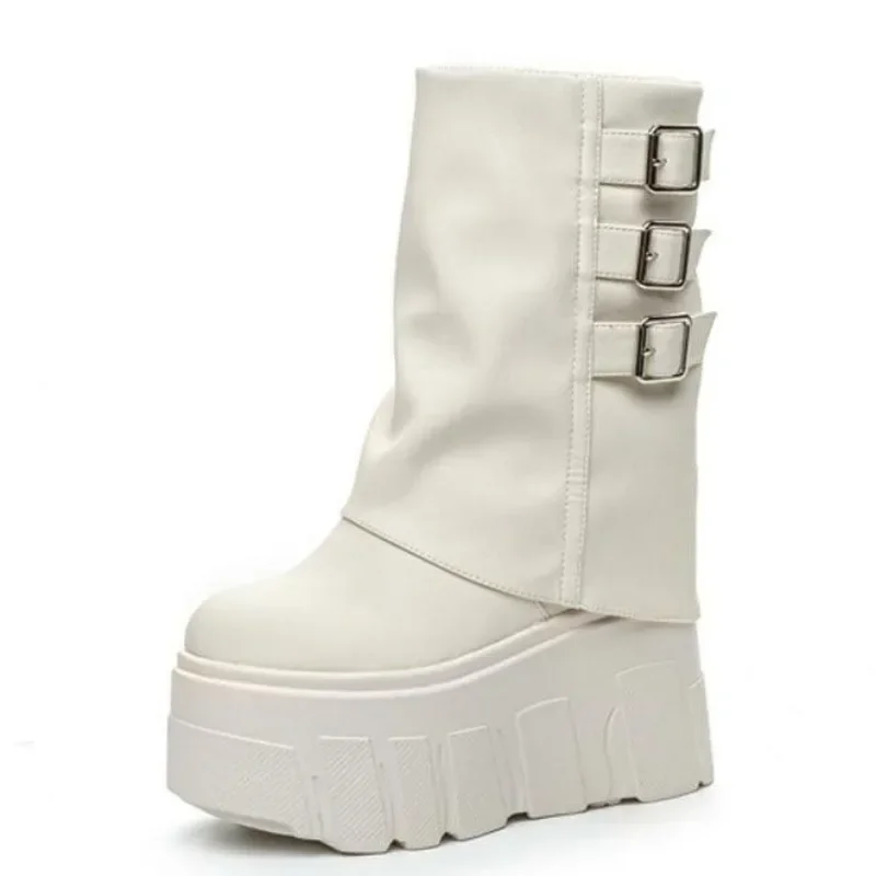 Женские зимние ботинки высокого качества 14 см новые плиссированные короткие с