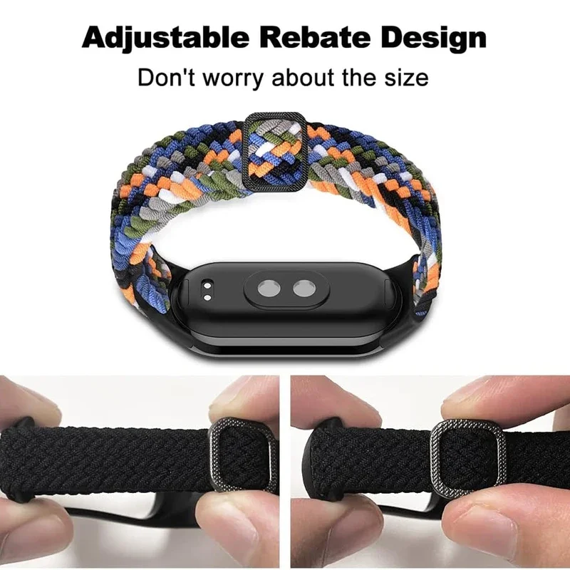 Фото Ремешок нейлоновый для Xiaomi Mi Band 9 8, эластичный плетеный соло с пряжкой, Официальный сменный Браслет Correa для Miband 4 3 5 6 7 №3