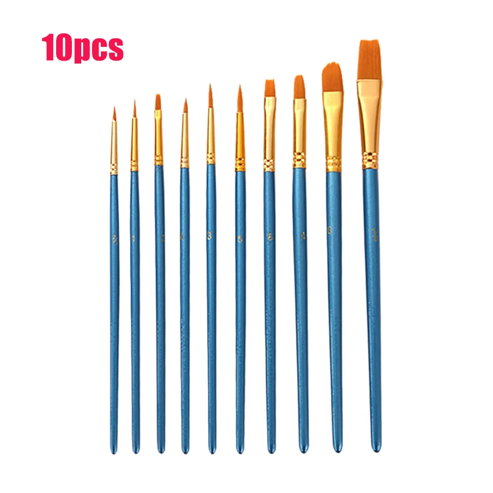 

10pcs/set Craft For Kids Acrylic Oil Paint Brush Set Round Pointed Tip Watercolor Drawing Tool Art Supplies Gift Stationery