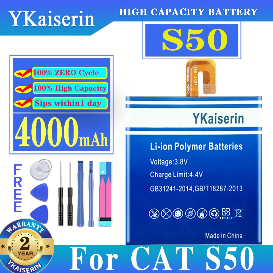 

For Cat S 50 YKaiserin Top Quality 4000mAh Battery For Cat S50 Mobile Phone Replacement Accumulator