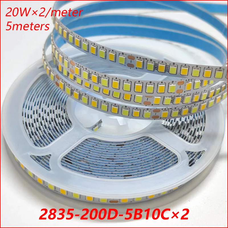 (2 solder joints) 200D 5B10CX2 2835 LED strip constant current LED ribbon 5 meters 100Wx2colors light belt be used in chandelier