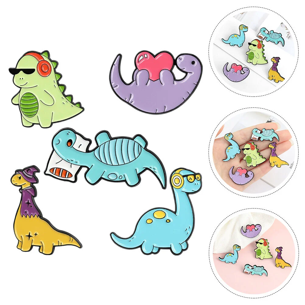 

Set Cartoon Dinosaur Pin Lovely Brooch Ornament Delicate Party Clothing Decorative