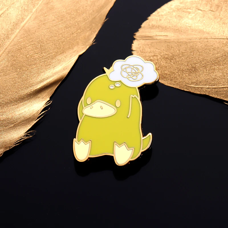 

Cartoon Cute Elf Confuse Yellow Duck Hard Enamel Pin Japanese Anime Figures Brooch Lapel Badge on Backpack For Friends