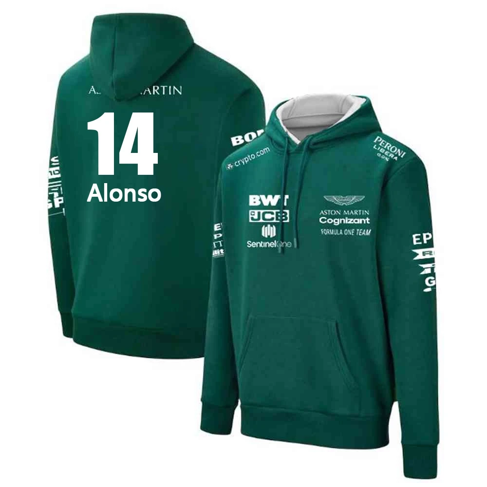 

2023 испанская Толстовка Aston Martin ALONSO Формула 1 Толстовка F1 гоночный костюм с капюшоном мотоцикл мужской костюм для езды Женская толстовка