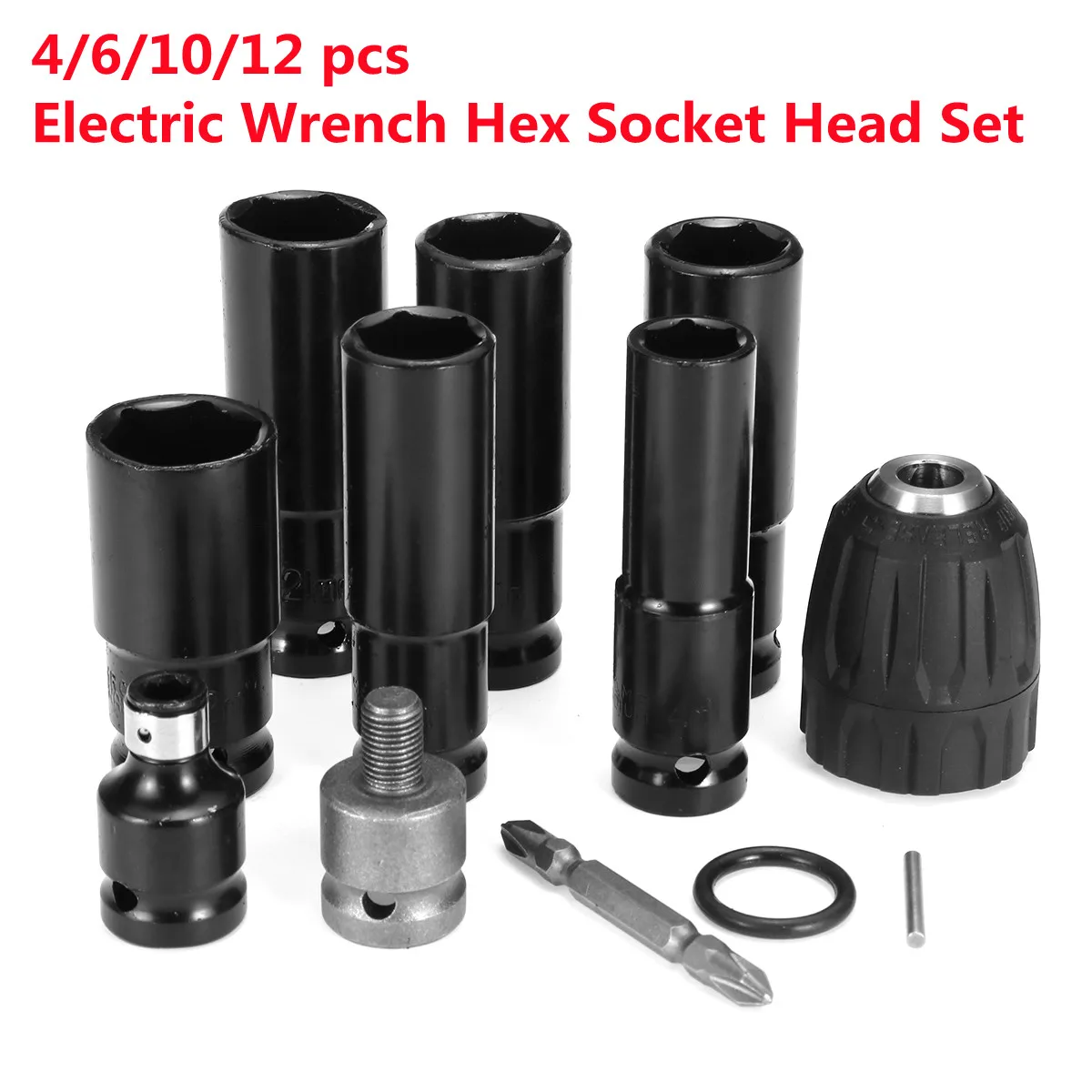 Drillpro 4/6/10/12PCS Metal Sleeve Kit Electric Wrench Screw