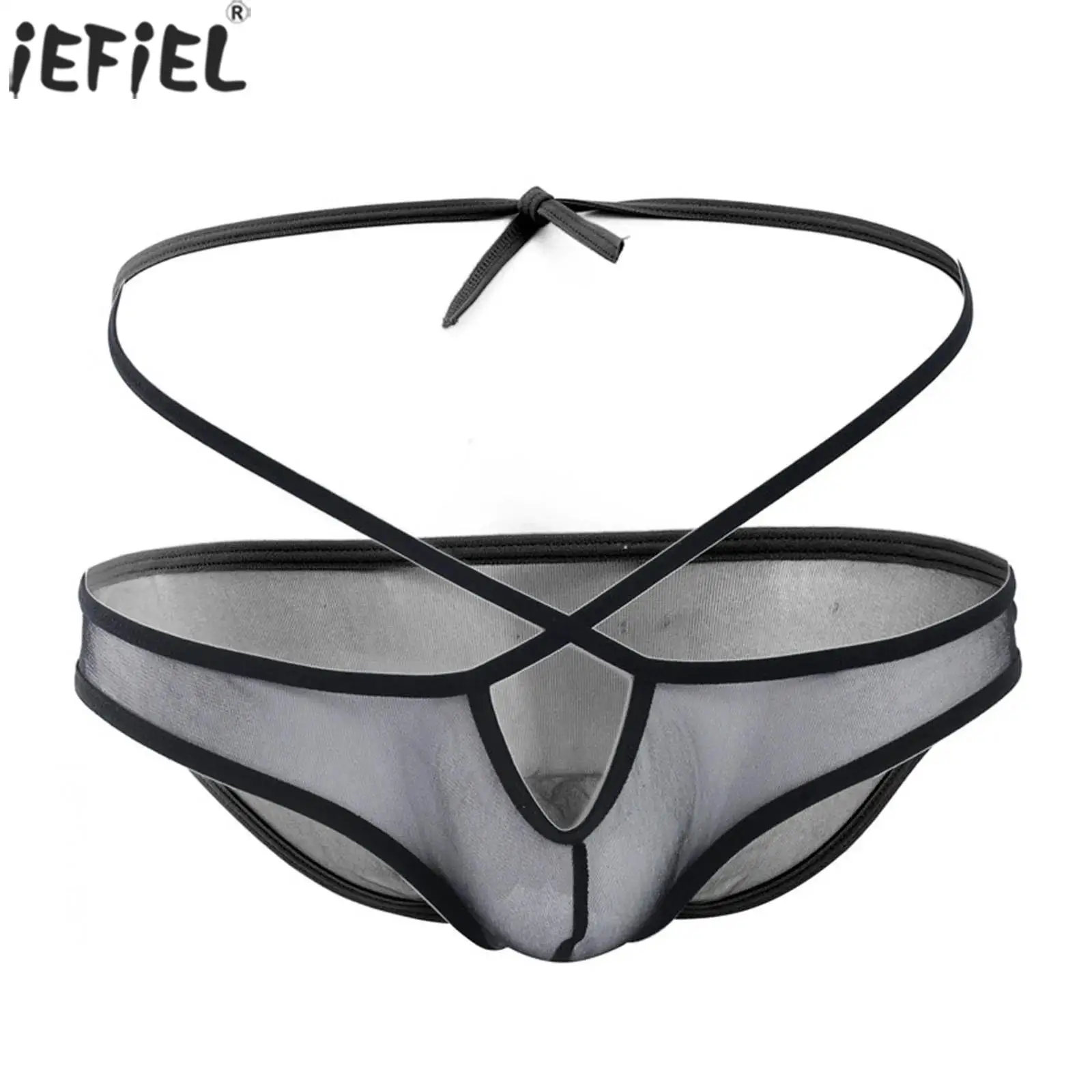 

Мужские прозрачные купальники со шнуровкой спереди, привлекательные трусы с низкой посадкой, прозрачные сетчатые ажурные трусы с выпуклым мешочком, нижнее белье