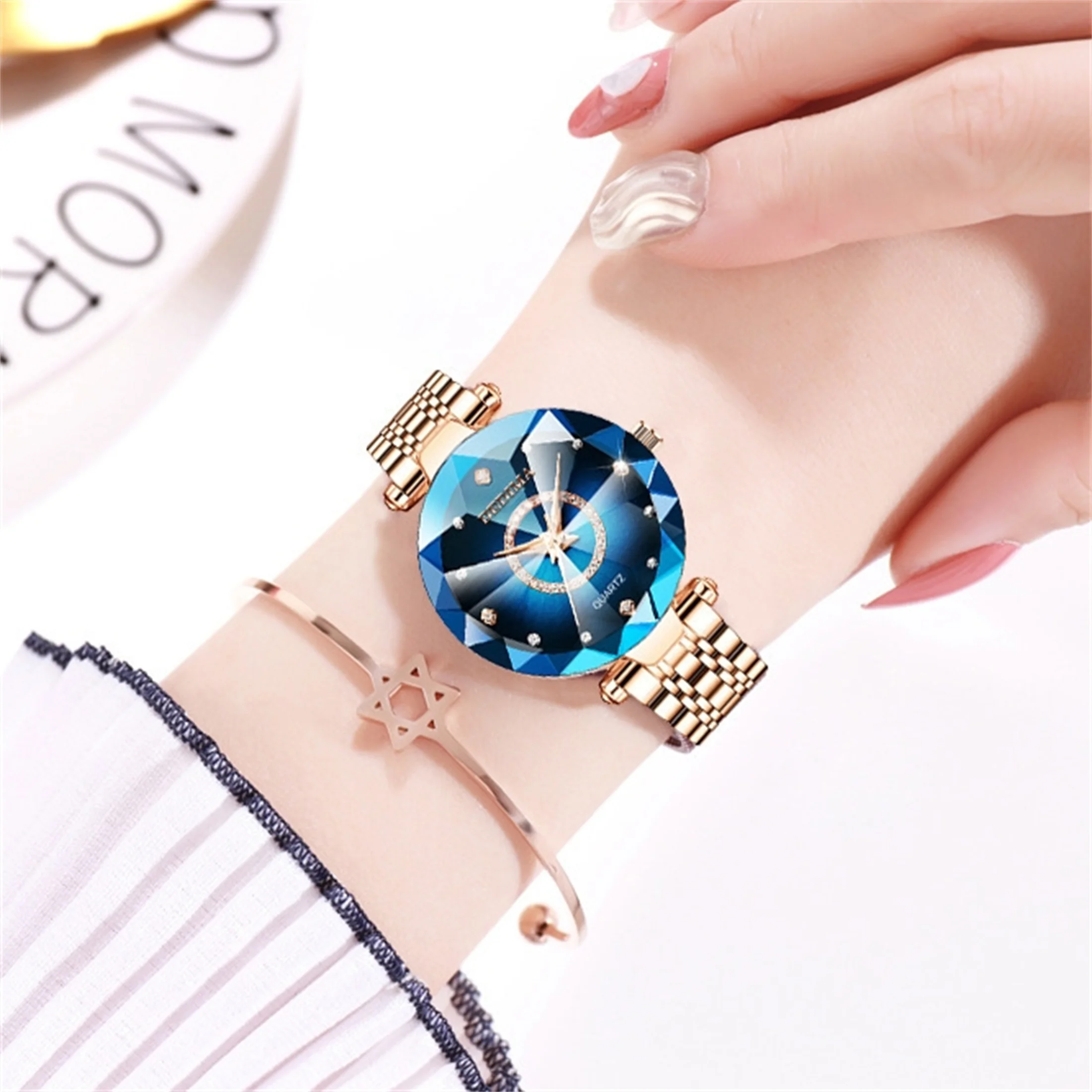 Часы женские кварцевые из нержавеющей стали с календарём водонепроницаемые