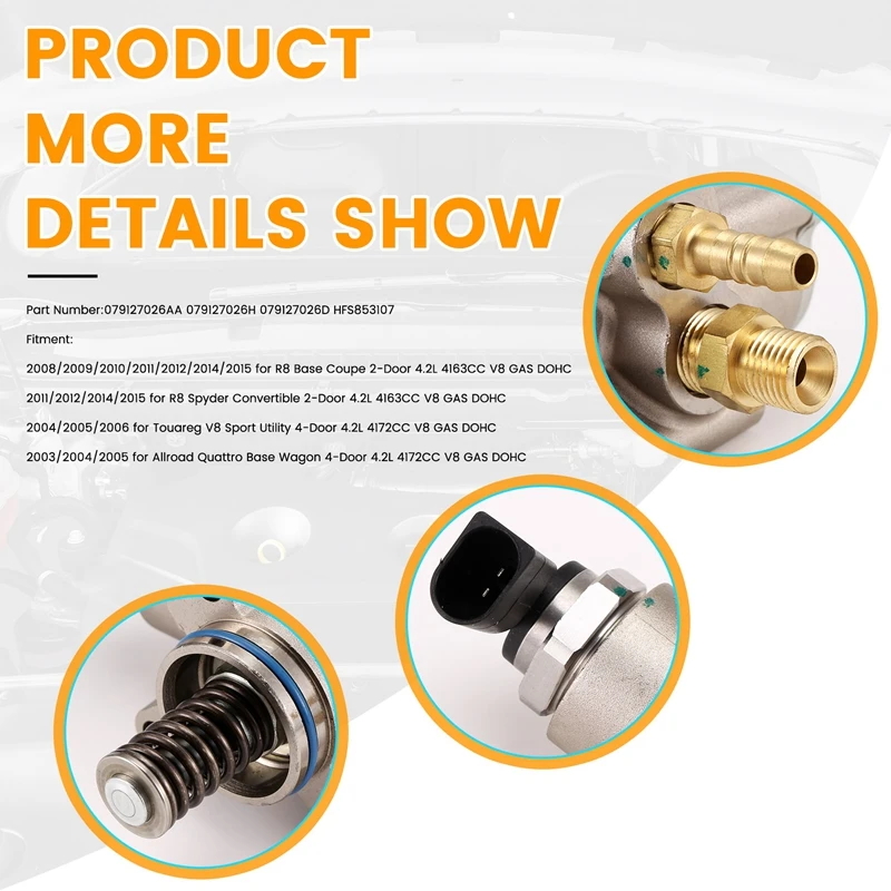 Правый топливный насос высокого давления 079127026AA для R8 2007-2015 VW Phaeton Touareg 2002-2006 4 2