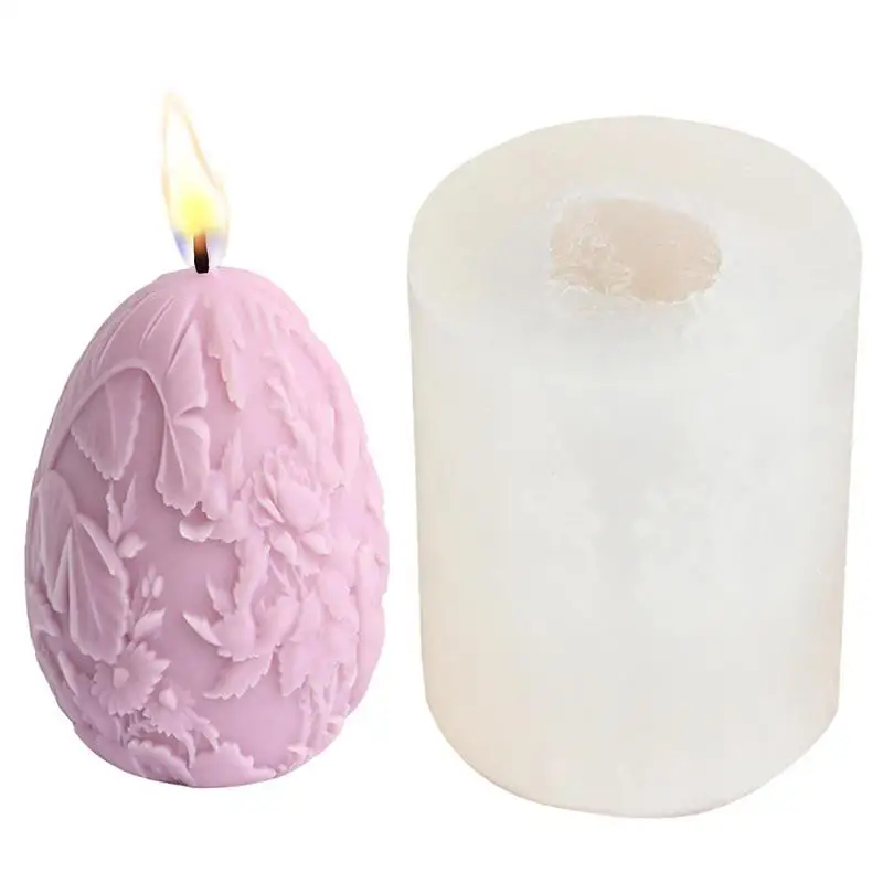 

Silicone Easter Egg Molds Chocolate Silicone Moulds With Leaf Flower Pattern 3D Molds For DIY Aromatherapy Candles Wax Soaps