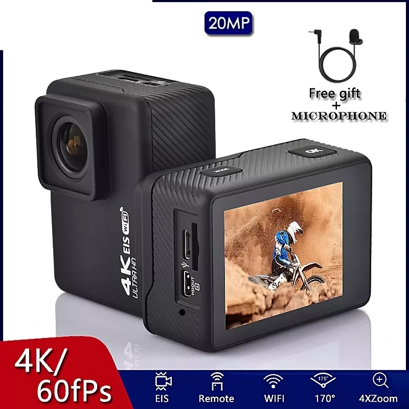 

2022 H10 Anti-shake Action Camera Ultra HD 4K / 60fps WiFi 2.0" 170D Underwater Waterproof Cam Helmet Video Go Cycling