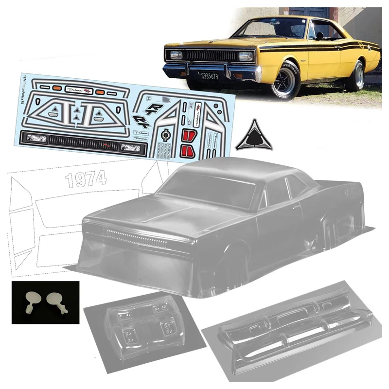 

1974 1/10 Polara RT, мышечная Автомобильная оболочка, 200 мм, прозрачная оболочка кузова, с легкой чашкой, зеркала заднего вида