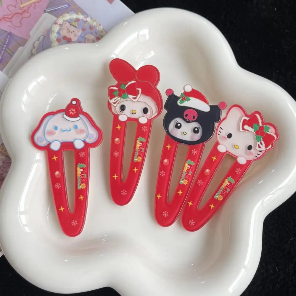 

Sanrio Christmas Duckbill Clip Cute Hollow Hello Kitty Cinnamoroll Hair Decorations Hairpins Cartoon Clip Bangs Duckbill Hairpin