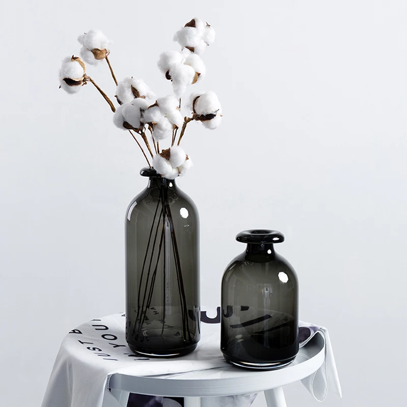 

Nordic Glass Vase Black Flower Vases Home Decoration Accessories Living Room Decor Vase Decoration Household Transparent Vases