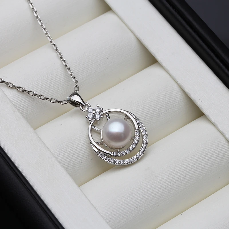

New 925 Silver Pendants For Customers,Trendy White Natural Freshwater Pearl Necklace Anniversary Gift