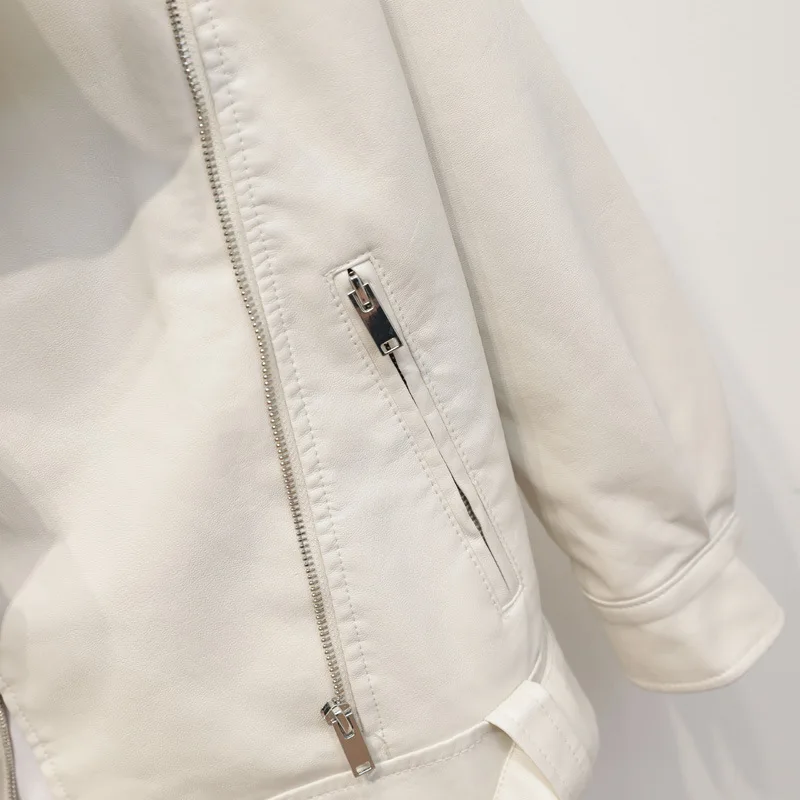 Locomotive leather women 2023 autumn clothes new suit collar wind handsome leather jacket short coat