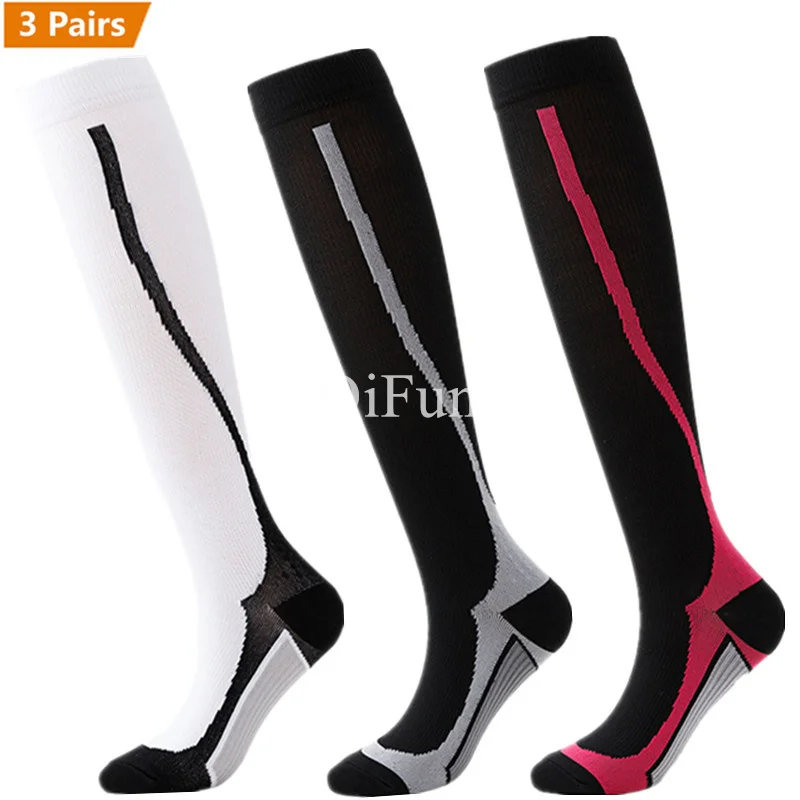 

3 Pairs Lot Pack Wholesale Compression Socks Running Hiking Crossfit Sports Socks Anti-Fatigue Compression Socks Bulk Sale
