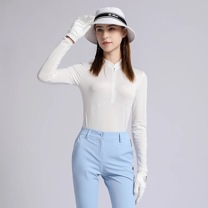 Swan Love Golf Ladies Suit Summer Fall Long Sleeve T-shirt Thin Breathable Golf Top Women Slim Shirts Sports Jersey