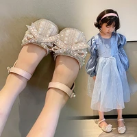 children covered toes with pearl korean wind cute princess shoes 2022 flat bottom non slip casual kids fashion all match sandals