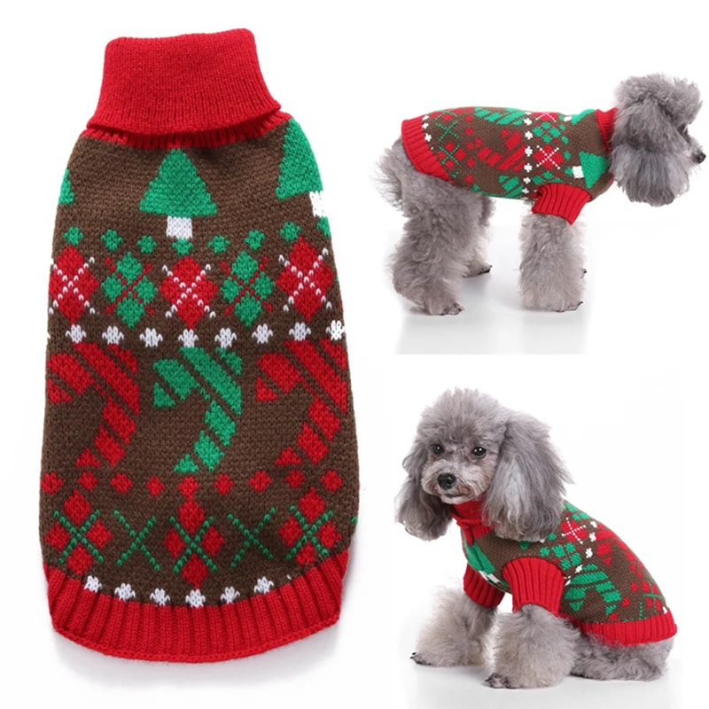 

Свитер для собак, рождественский джемпер, Мягкий трикотажный пуловер для собак и кошек, одежда, зимнее теплое пальто для собак, свитер, куртк...