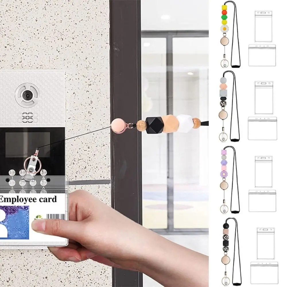 

Retractable Silicone Beaded Lanyard Badge Reel Card Holder Badge Holders Set ID Badge Holder Teacher Breakaway Lanyard