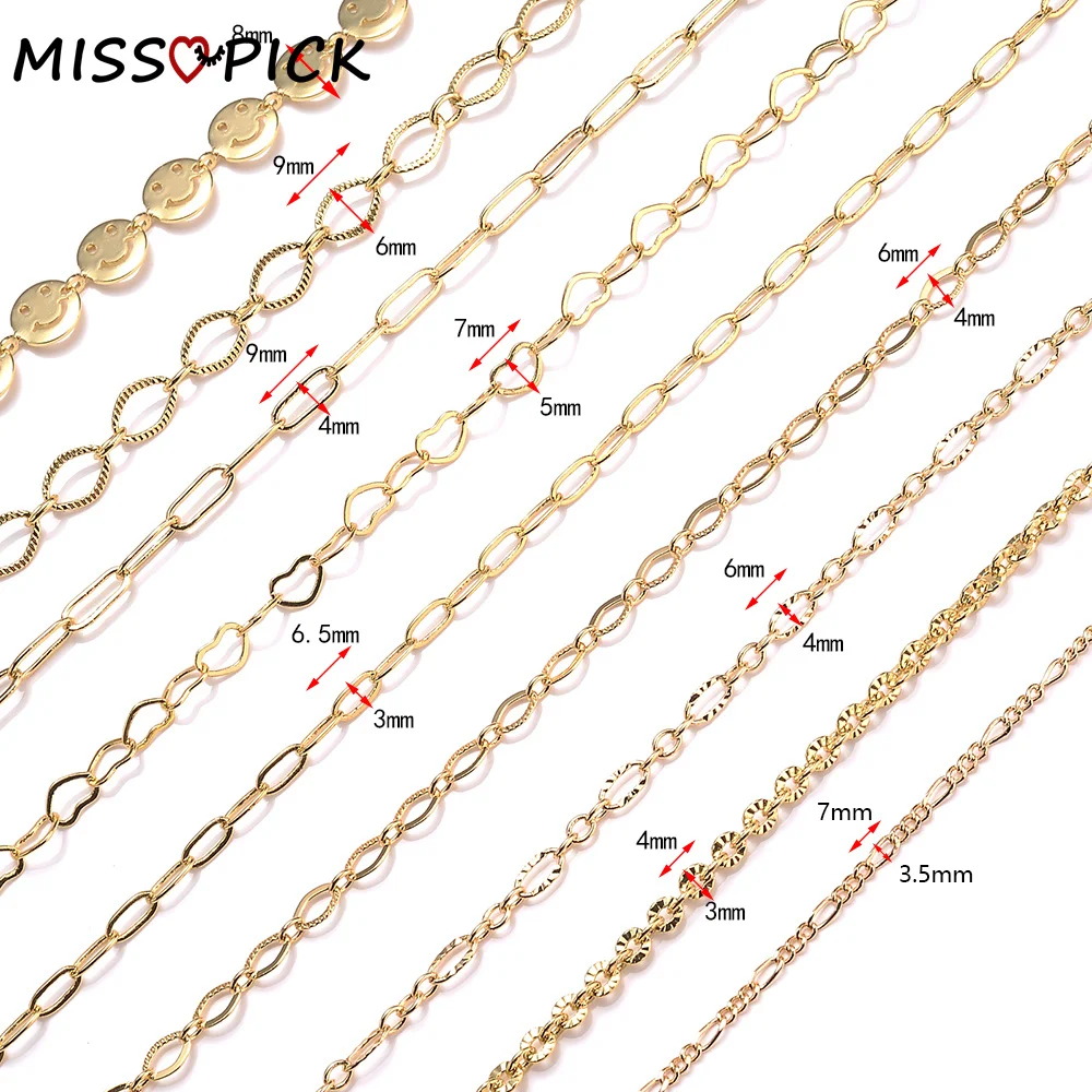 1 метр Геометрическая овальная медная цепочка со смайликом для изготовления