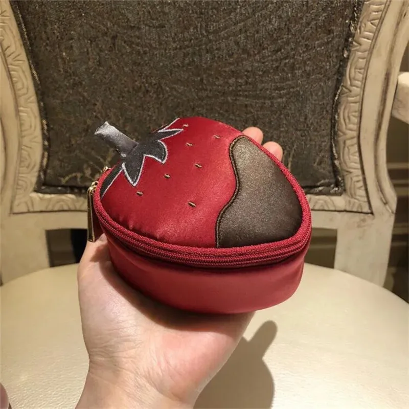 

Cute Strawberry Shape Storage Bag Kawaii Ring Bracelet Necklace Jewelry Box Japanese Style Travel Portable Storage Bag For Woman