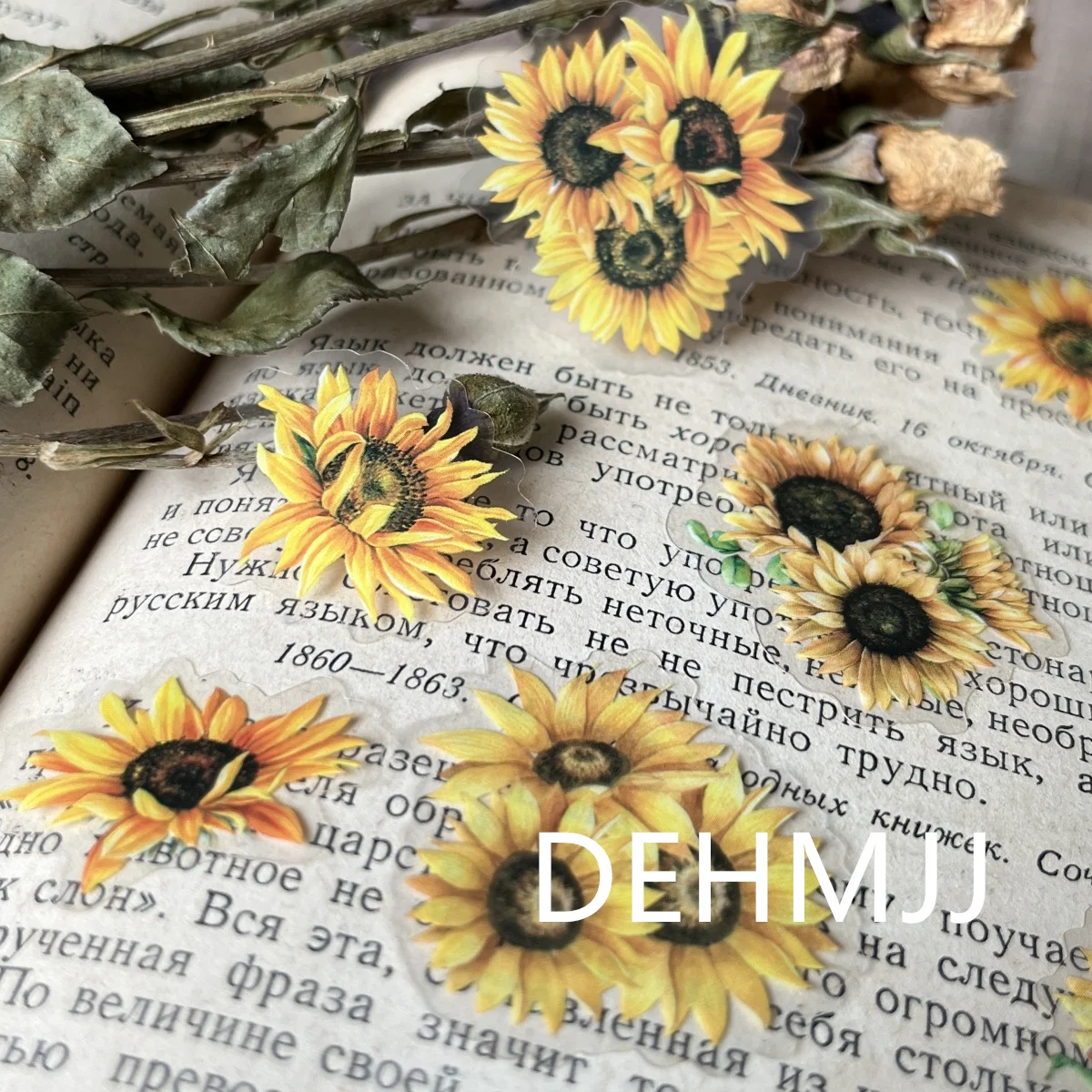 

50 шт. винтажные водонепроницаемые декоративные наклейки в виде лепестков цветов для домашних животных, для скрапбукинга, коллажа, дневника, планировщика, украшения, канцелярские принадлежности