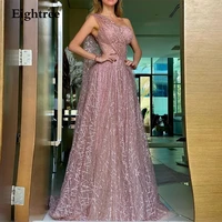 eigjhtree pink shiny sequiens long prom dresses sparkly sleeveless one shoulder luxury evening party gowns night formal dress