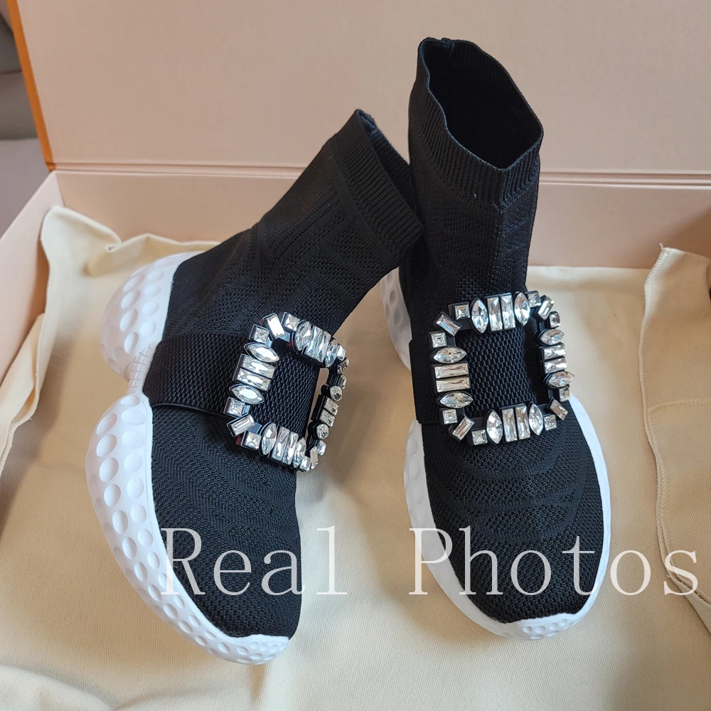 Fashion Women Ankle Boots Knitted Stretch Sock Boots Woman Shoes Platform High Platforms Elastic Fabric Autumn Winter Boots