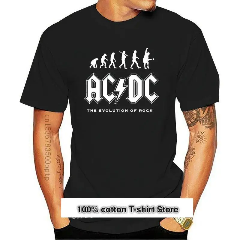 

Camiseta de la evolución del Rock para hombre, ropa de tallas de niños, camiseta retro de Angus Young Let here Be Rock