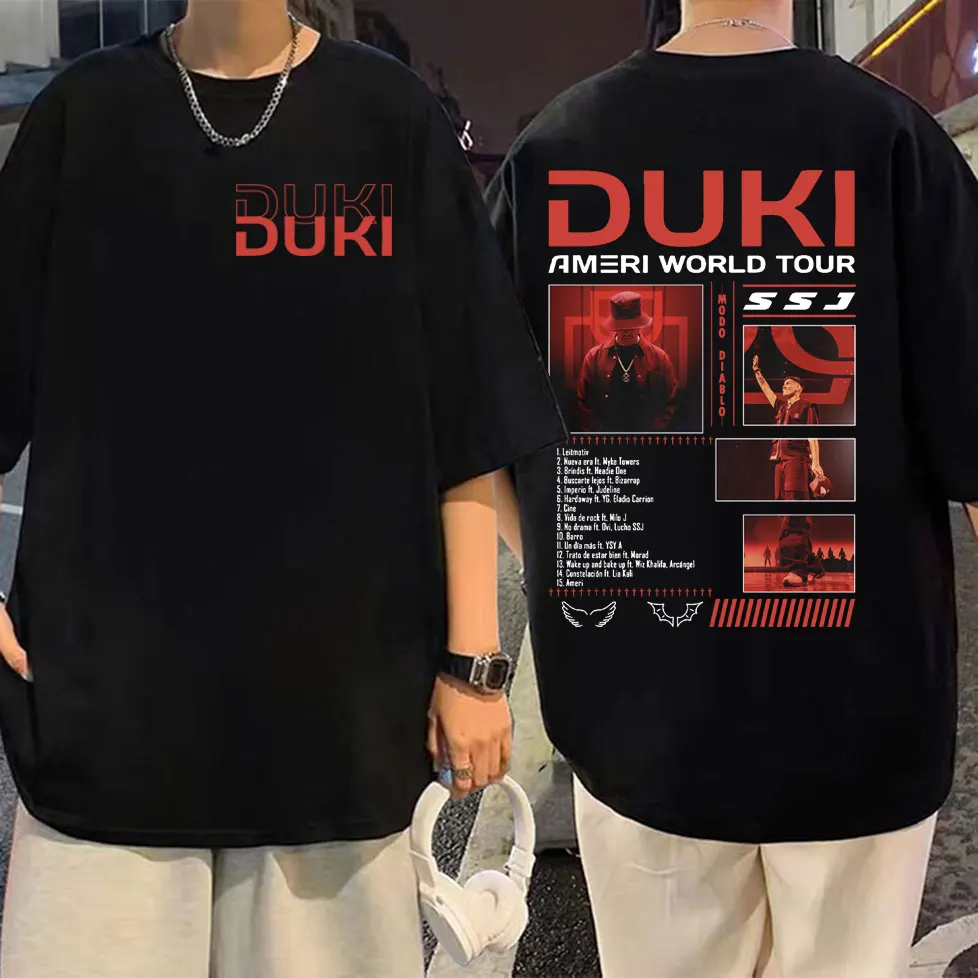 Рэпер Duki Ameri World Tour Графические футболки Мужская мода Хип-хоп Футболка с коротким