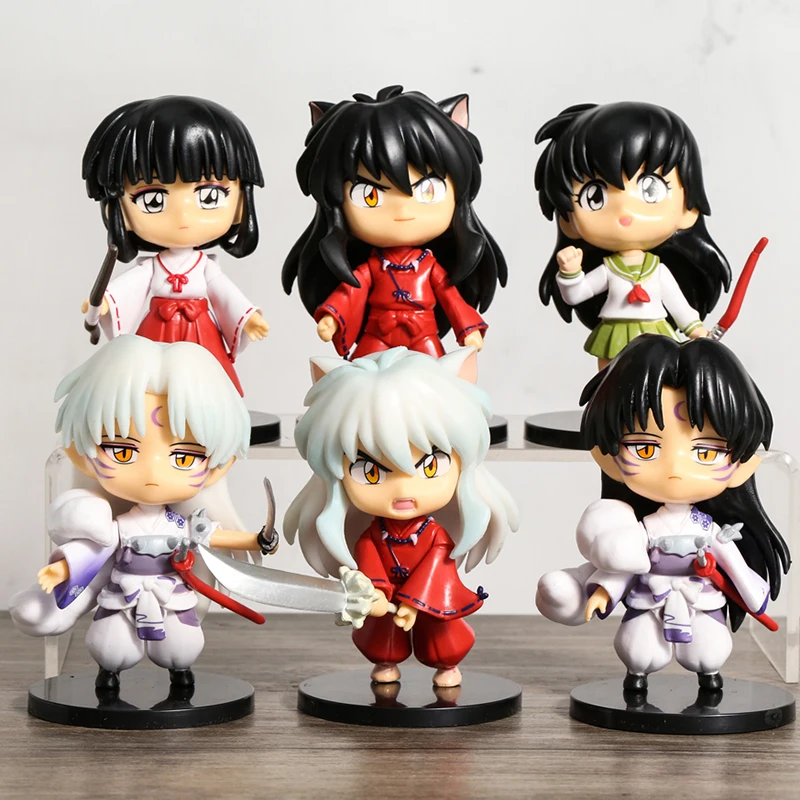 

Inuyasha Sesshoumaru Higurashi Kagome Kikyo PVC Figures Dolls Desktop Decoration Model Toys 6pcs/set