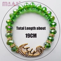 fashion hand woven green crystal muslim religious beads bracelet for women