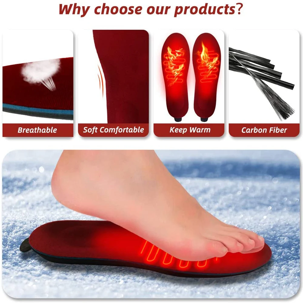 New 2000mAh heated insole, rechargeable unisex electric heating pad to keep warm during winter skiing and cycling sports
