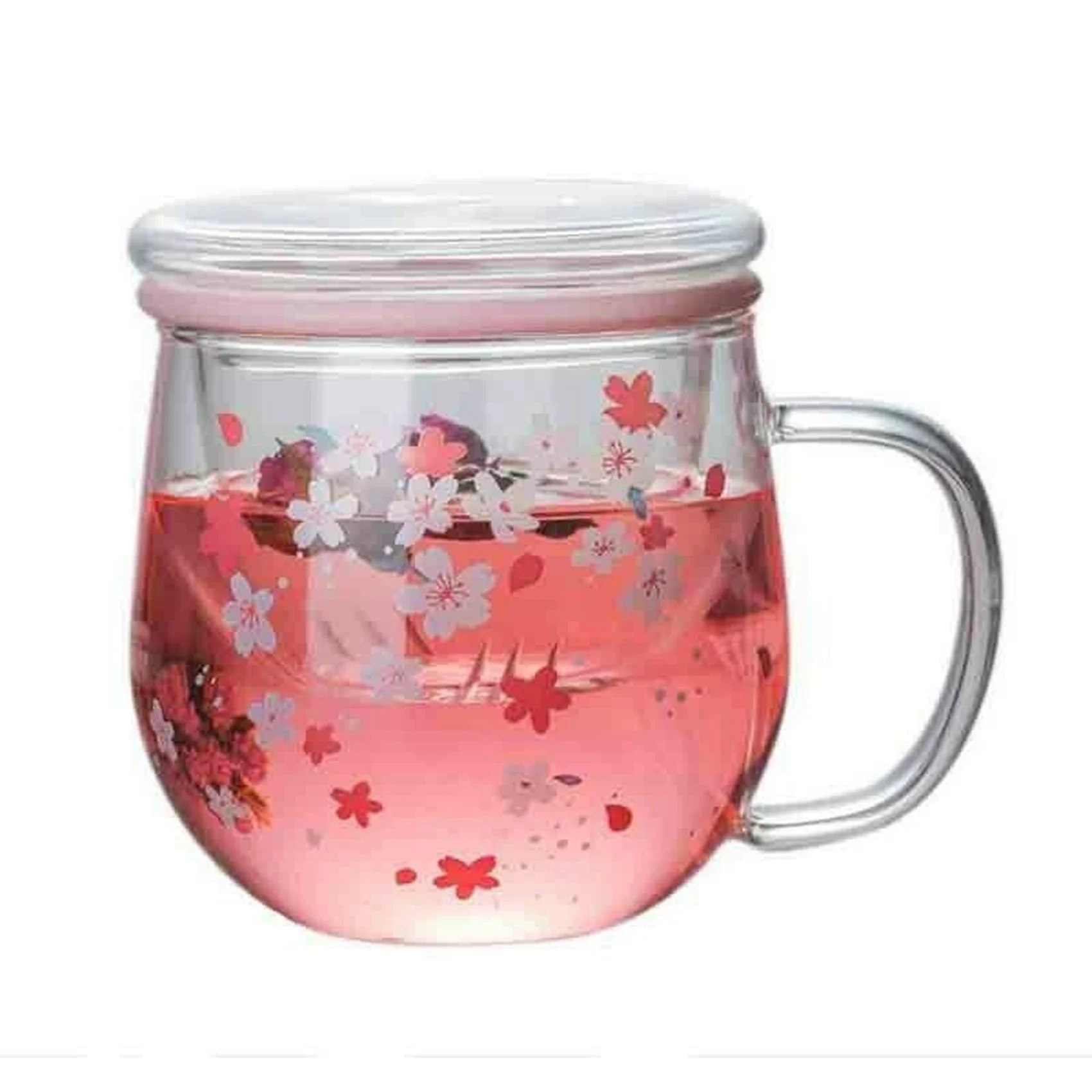 

Стеклянная Кружка Sakura, стеклянная кружка с фильтром для заваривания чая и крышкой, Набор чашек с цветами вишни, Цветочная чашка, 300 мл, стаканы для питья