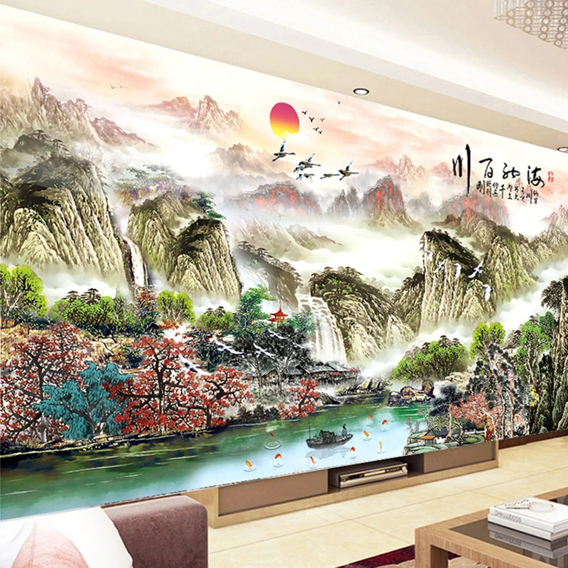 

Zozack,Embroidery,DIY Haina Baichuan landscape painting,Full Needlework,Cross stitch,kits,11CT Cross-stitch,Embroidery Sets