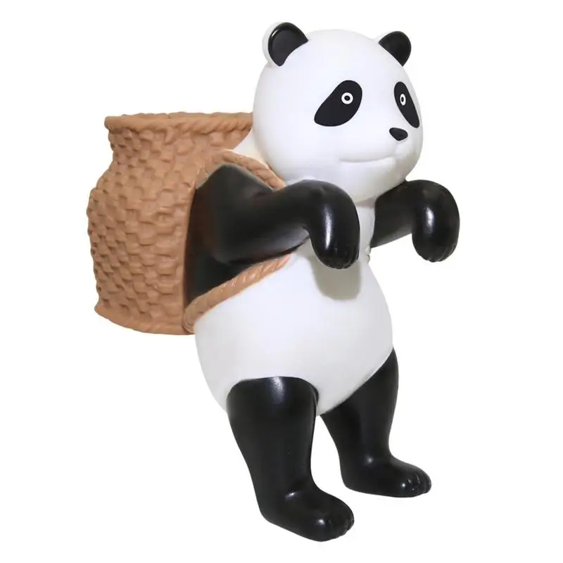 

Aquarium Storage Decoration Panda Fish Tank Decor Landscaping Decor Panda Figurines With Basket Cute Panda Decor For Fish Tank