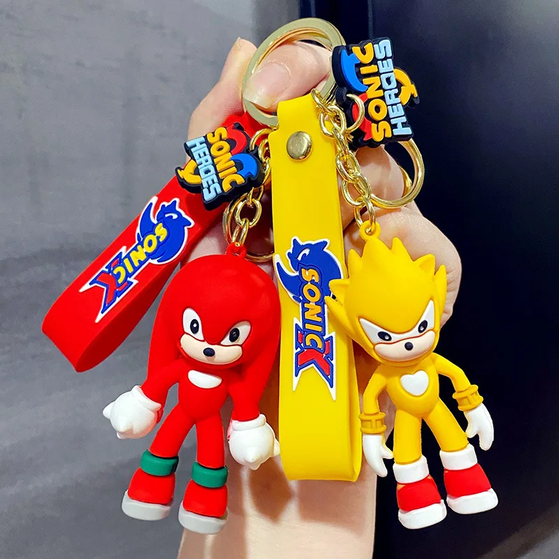 

Sonic Keychain Trend Cartoon Keyrings Men And Women Dripping Rubber Key Chain Ring Children's Bag Pendant Car Accessories gifts