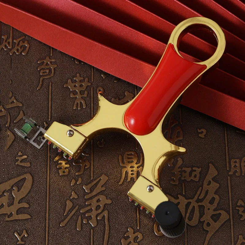 

Alloy Gold Hunting Slingshot Professional High Quality Shooting Slingshot With Strong Rubber Belt and Red Laser