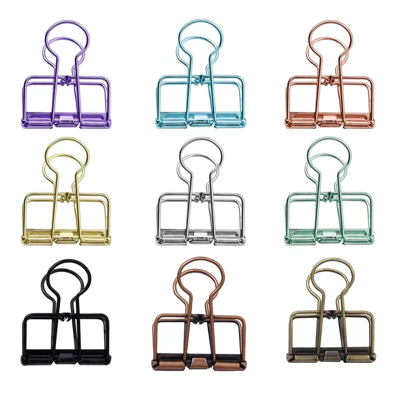 

10pcs Colorful Metal Binder Clips Paper Clip 4*3.5cm Book Stationery School Office Learning Supplies High Quality