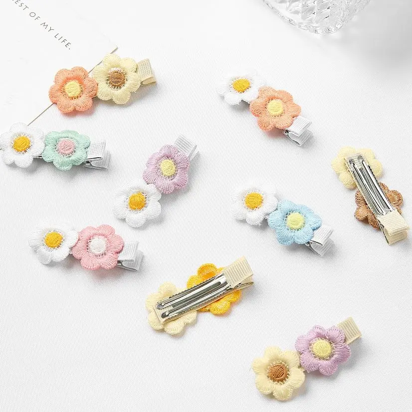 

5 Pcs/Lot Sweet Flower Hair Clips For Baby Girls Colorful Daisy Bow Cotton Infant Hairpins Barrettes Newborn Hair Accessories