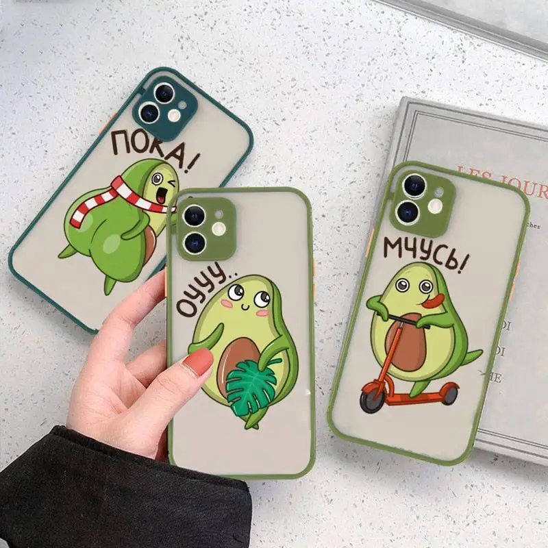 

funny avocado cartoon funny cute Phone Case matte transparent For iphone 11 12 13 6 s 7 8 plus mini x xs xr pro max cover