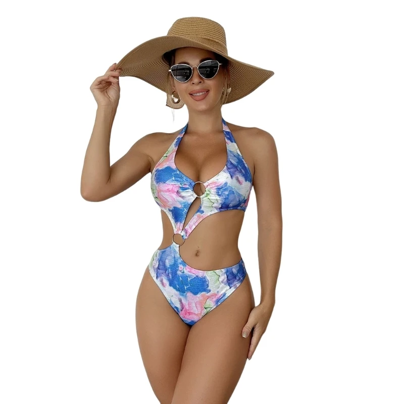 

Женская сексуальная пляжная одежда, цельный бикини с принтом, мягкая сумка, купальники с регулируемыми лямками, женский купальник бикини с ...