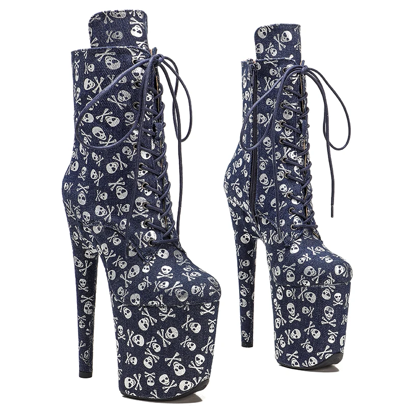 Leecabe  20CM/8inches lady ankle boots High Heel   platform Pole Dance boot