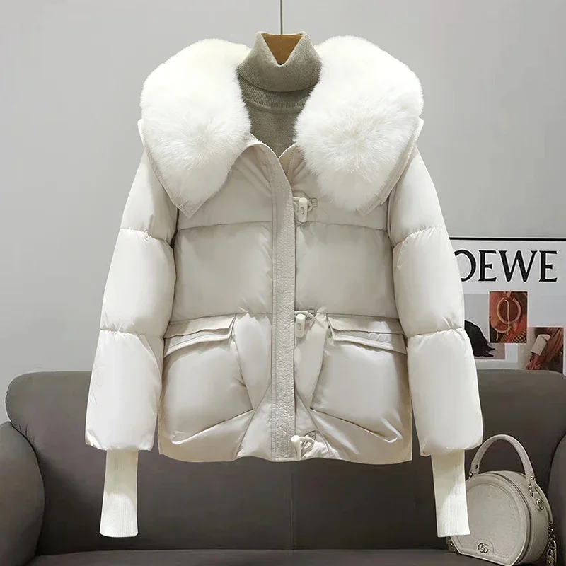 Новая модная куртка зимняя парка женское свободное пальто с большим меховым