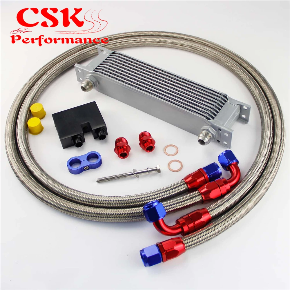 

10 рядов 248 мм AN10 Масляный радиатор Британский комплект Подходит для BMW N54 двигатель Twin Turbo 135i E82 335i E90 E92 E93 Серебряный