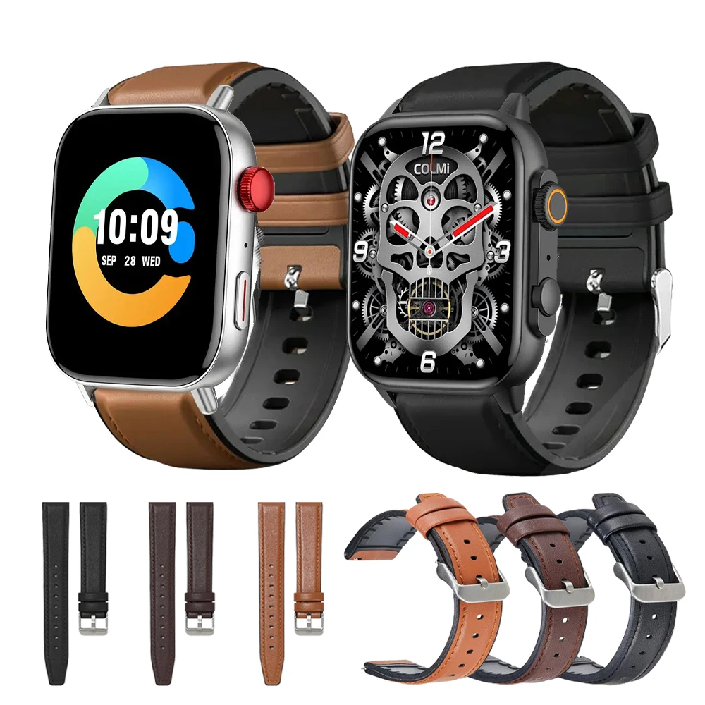 Кожаный + силиконовый ремешок 22 мм для COLMI C8 Max/V75 GPS/V73/M42/M41/P68/C81/P60/P71 SUUNTO 5 PEAK/VERTICAL